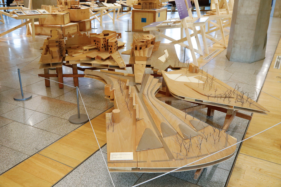 A wooden model of the Scottish Parliament 