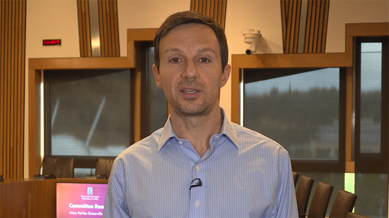 Professor Filippo Fontanelli, University of Edinburgh, speaking in a committee room at the Scottish Parliament