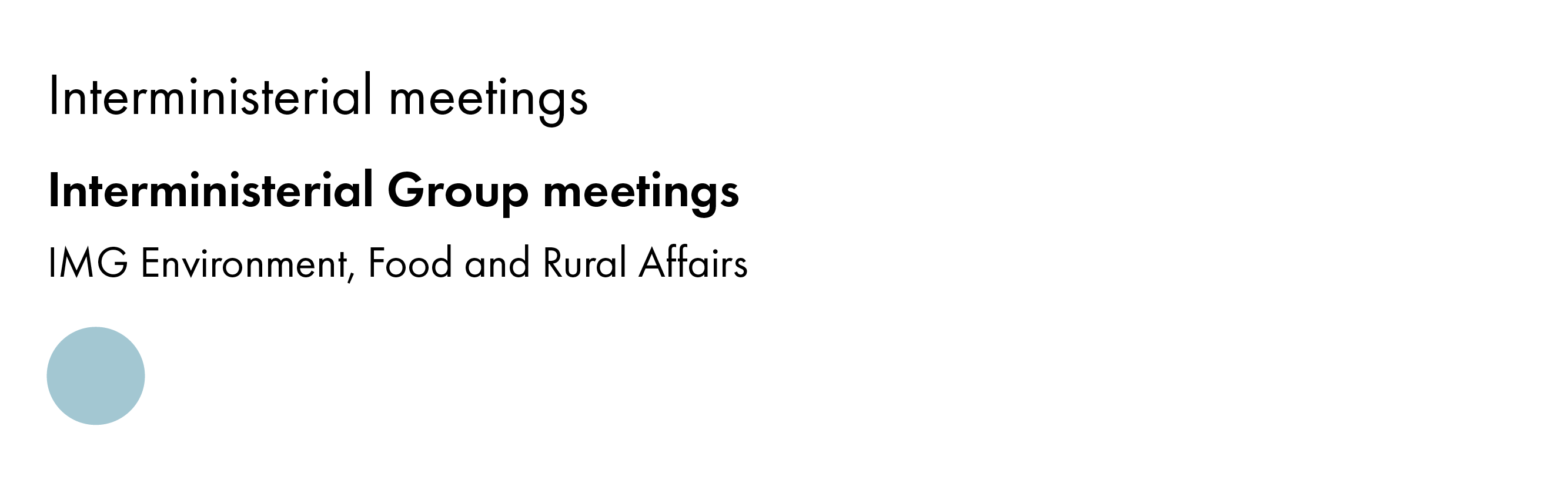 The infographic shows that the IMG Environment, Food and Rural Affairs met once.